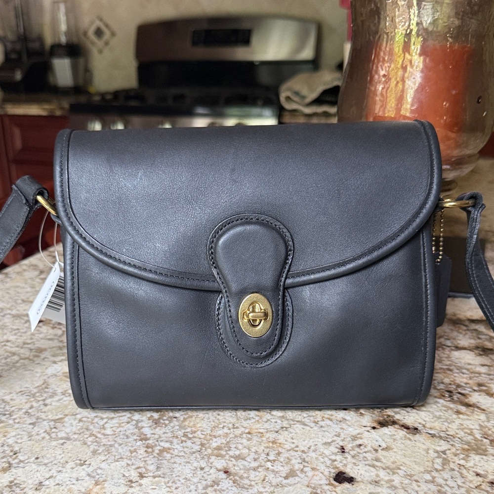 COACH  Black Leather Devon Turn-Lock Crossbody Bag, New with tags